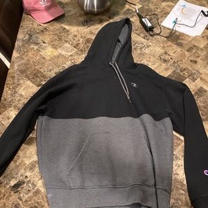 Black and grey champion hoodie